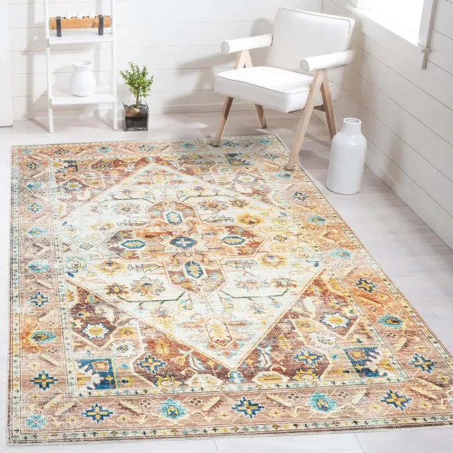 flycarpets Burano Vintage Medaillon Vloerkleed - Terra - Laagpolig Tapijt Oranje