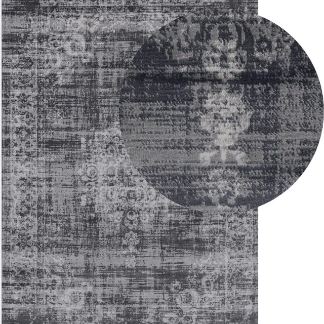 Lifa-Living Lifa Living - Vintage Vloerkleed - Donkergrijs - Oosters - voor Woonkamer en Slaapkamer - 80 x 150 cm