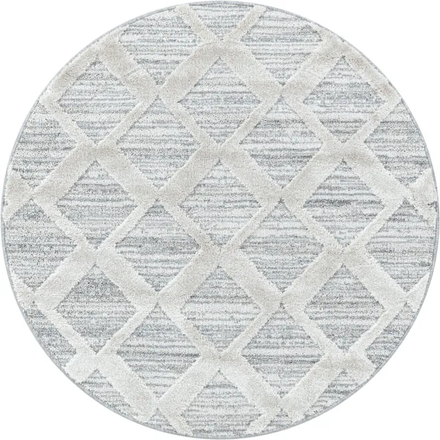 Ayyildiz Hoogpolig vloerkleed, boho-design, grijs, woonkamerkleed, jute achterkant, afmeting: 120 cm rond