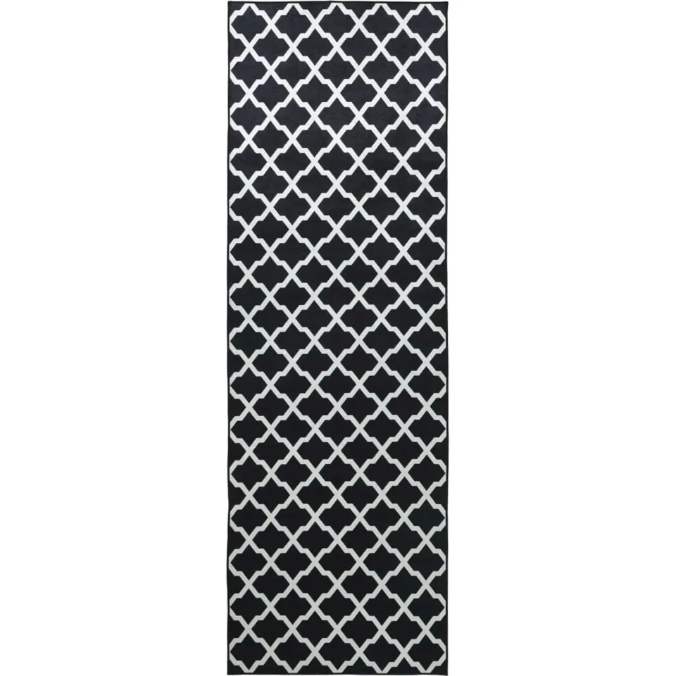 vidaXL Vloerkleedloper LESAKA Zwart en wit 100 x 450 cm Diamantvelours
