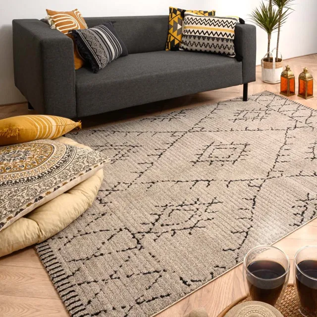 Boho&me Berber vloerkleed - Beni Ouarain Sufian grijs/zwart 160x230
