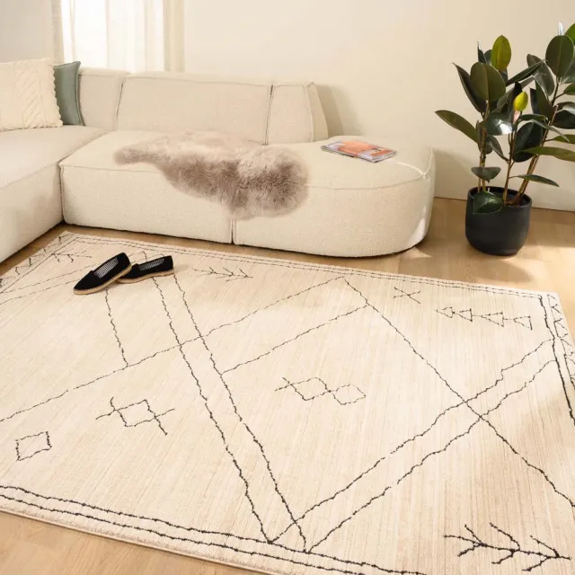 Tapeso Bohemian vloerkleed - Fancy Tribe ivoor Wit