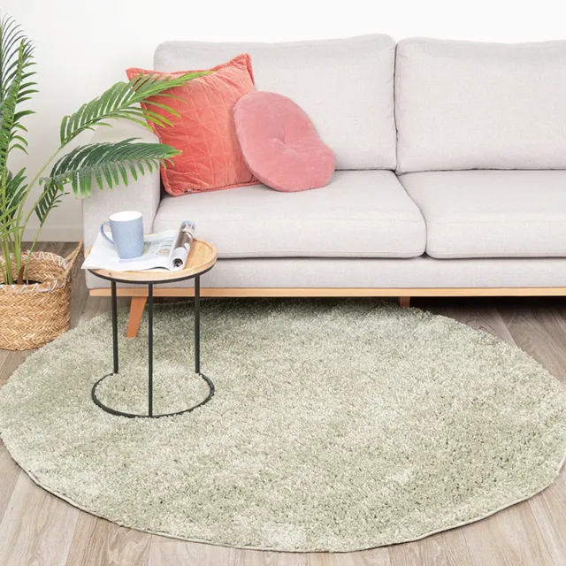 NATURL. Rond hoogpolig vloerkleed - Lofty Mint - Ø 150cm Groen