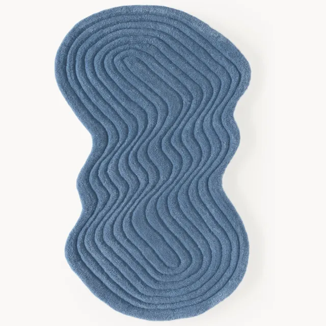 Westwing Collection Handgetuft wollen vloerkleed Aliza in organische vorm blauw