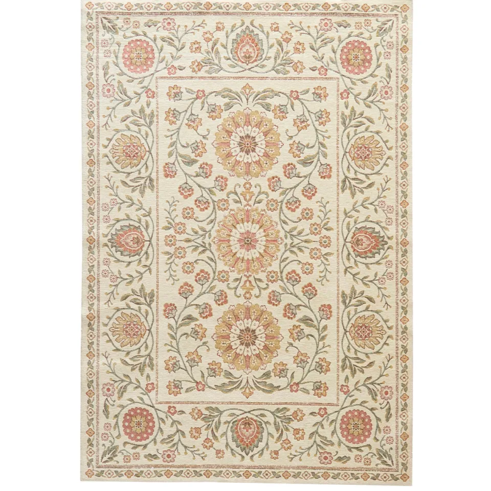 NOUS Living vloerkleed crème off white/groen/rood