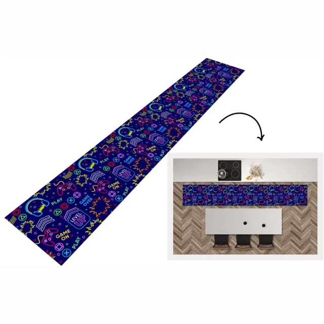 KitchenYeah Keukenloper - Keukenmat - Gaming - Neon - Koptelefoon - Design - Keuken vloerkleed Multicolor