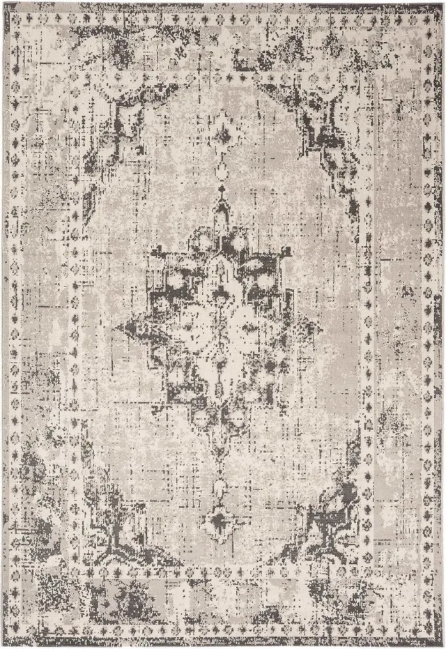 Eazy Living Easy Living - Revive-Rev-02 Vloerkleed - 200x290 - Rechthoek - Laagpolig,Vintage Tapijt - Klassiek - Antraciet, Grijs