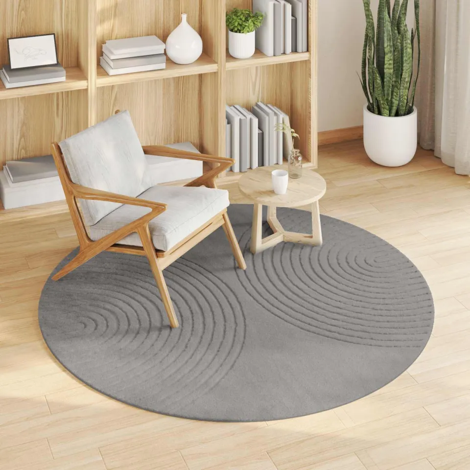 vidaXL Binnen kleed GALATI Grijs Ø 160 CM Polyester, foto 3