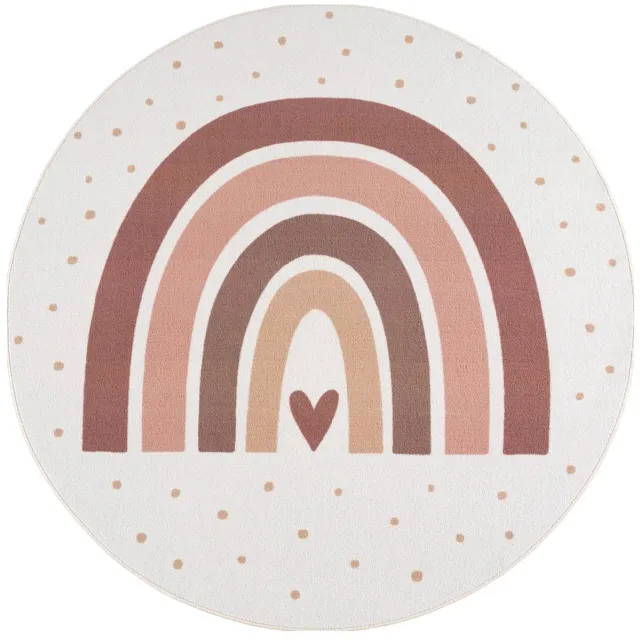 Dutch XXL Rond Kindervloerkleed | Tapijt | Coco | Regenboog | Crème