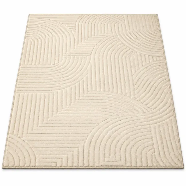 Marqs Vloerkleed - Vloerkleed laagpolig - 160x120 cm - Antislip onderlaag - Wit/Beige - Vierkant - Zacht - Slijtvast - Modern