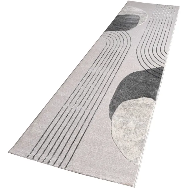 TT Home Vloerkleed - Wasbaar - Boogmotief - Grijs - 80 x 300 cm grau