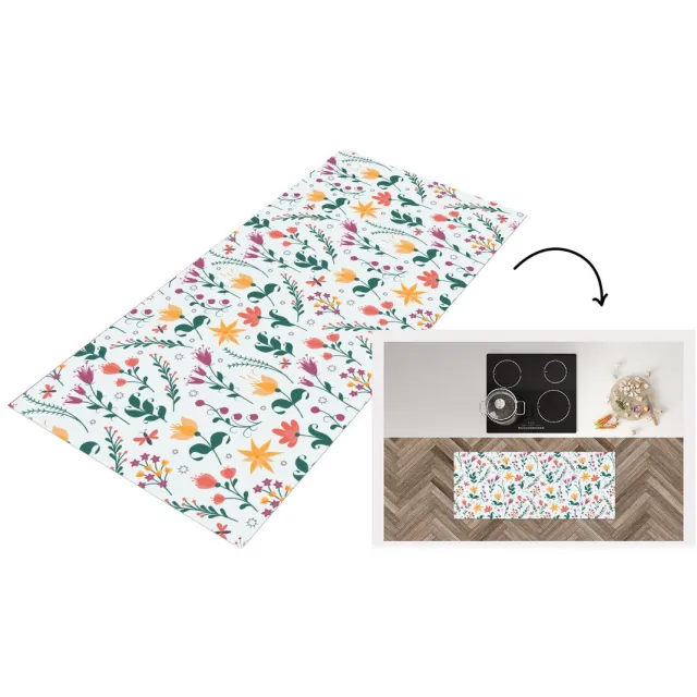 KitchenYeah Keukenloper - Loper keuken - Patronen - Bloemen - Bladeren - Keukenloper vinyl Multicolor