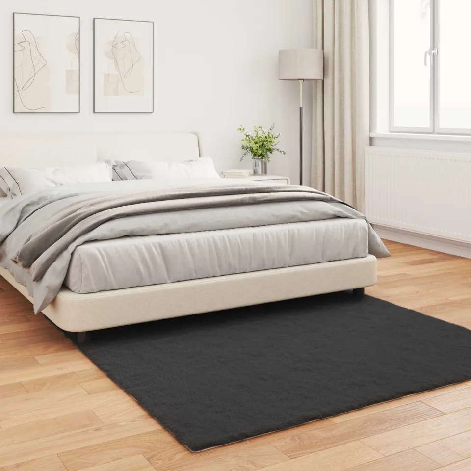vidaXL Antislip vloerkleed van imitatie konijnenbont OLITE Zwart, foto 4
