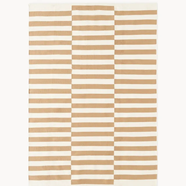 Westwing Collection Handgeweven Kelim vloerkleed Donna met strepen Beige
