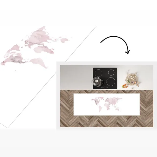 KitchenYeah Keukenloper - Loper keuken - Wereldkaart - Marmer - Luxe - Keukenloper vinyl Multicolor