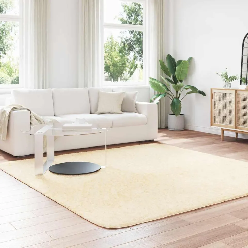 vidaXL Hoogpolig vloerkleed NAVARRA 240x240 cm polyester crèmekleurig, foto 3