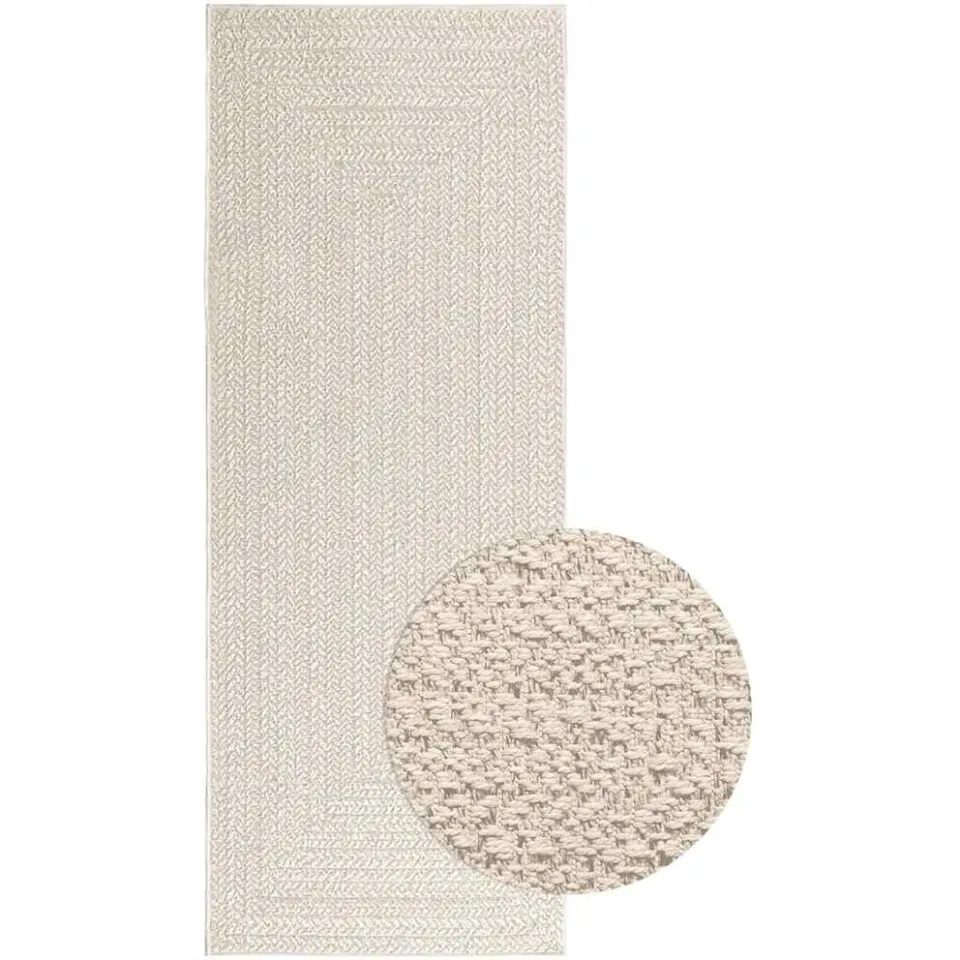 vidaXL Vloerkleed ZIZUR room binnen en buiten 80x200 cm jute look crème, foto 3