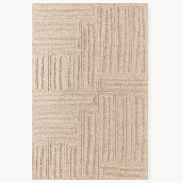 Westwing Collection Hoog-laag wollen vloerkleed Alexia, handgetuft Beige