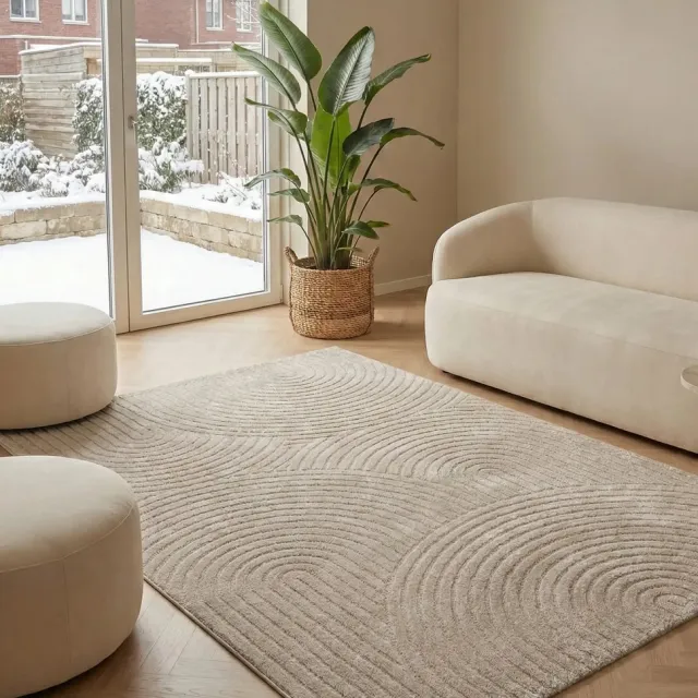 flycarpets Skando Vloerkleed Japandi & Scandinavisch - Beige - Laagpolig Tapijt Woonkamer - 120x170 cm