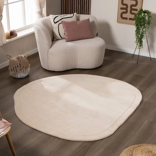 Fraai Organisch vloerkleed - Halo Stone Beige - Ø 160cm