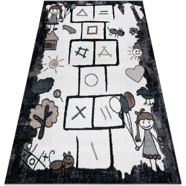 RUGSX Kleden Rugsx Tapijt FUN Hop voor kinderen, klassikaal spel, 200x290 cm Zwart