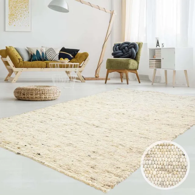 Tapeso Wollen vloerkleed - Ylva beige