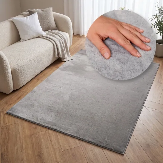 Tapiso Lumi Vloerkleed Lichtgrijs Zacht Antislip Wasbaar Slaapkamer Woonkamer Tapijt