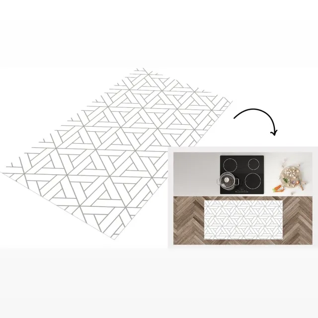 KitchenYeah Keukenloper - Loper keuken - Design - Lijn - Patroon - Zwart - Wit - Keukenloper vinyl Multicolor