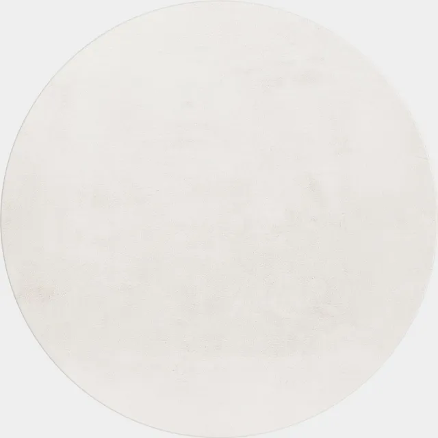 Muratap Pouffy Fluffy - Hoogpolig Rond Vloerkleed - Uni Kleur -Creme - Woonkamer Tapijt - Katoenen Rug- 120 CM Ø