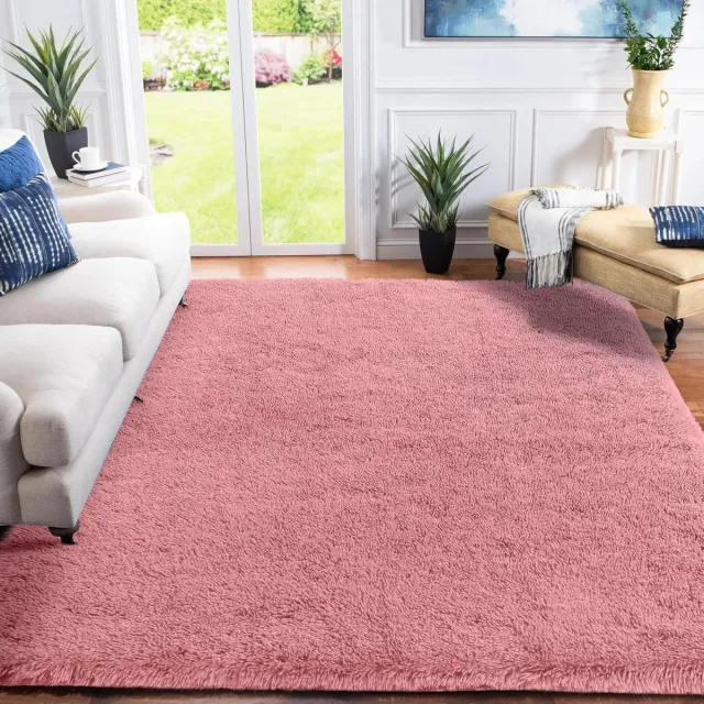 Famanu Hoogpolig Tapijt - Zacht en Antislip - 1 stuk - Fluweel - 160 x 230 cm Kleur Blozen