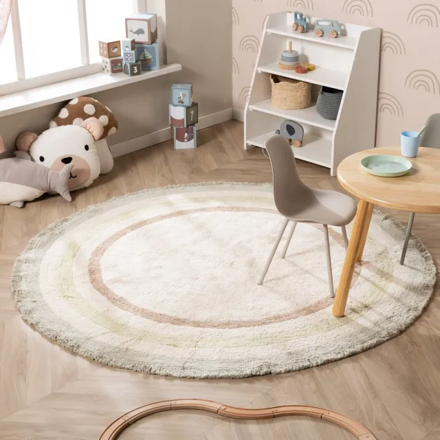 Little Olly Rond wasbaar kinderkleed - Milo Groen | 100% katoen - Ø 80cm