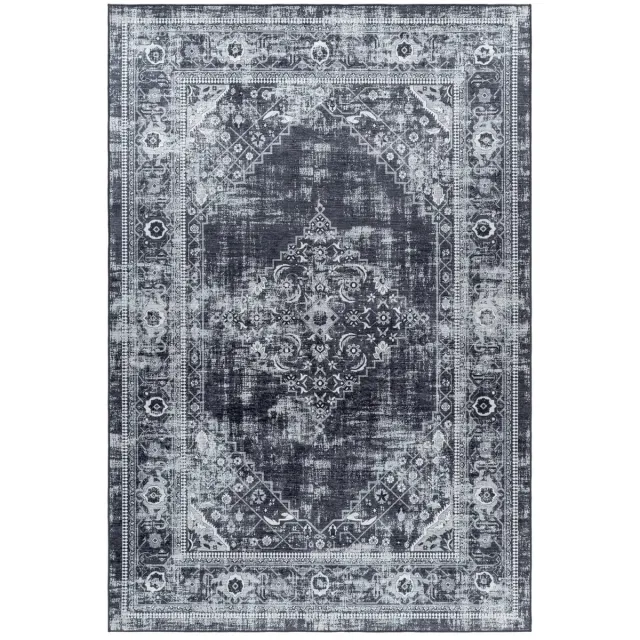 Dutch XXL Wasbaar Vloerkleed | Tapijt | Fiesta | Medaillon | Zwart