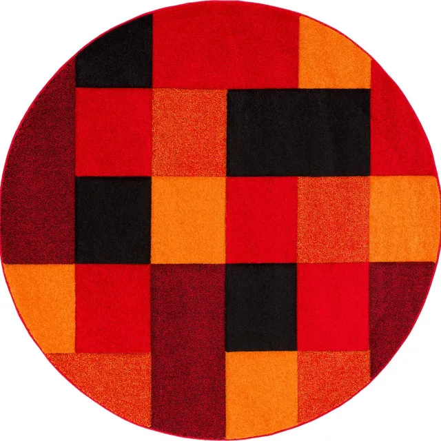 Pergamon Vloerkleed Designer briljant geruit rond Rood