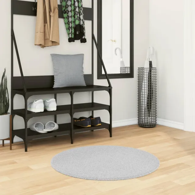 vidaXL Vloerkleed HUARTE laagpolig zacht wasbaar Ø 80 cm grijs, foto 2