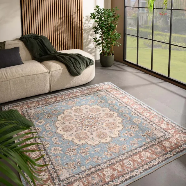 Heritaged Vintage buitenkleed vierkant - Valenca Nova lichtblauw/beige 160x160
