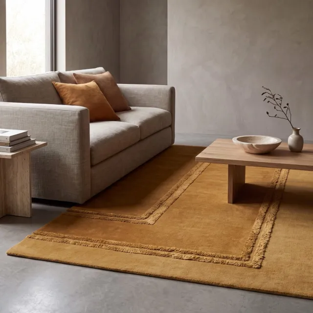 Acsento Delos Mustard Vloerkleed - 240 x 340 cm - Geel,Bruin - Rechthoekig - Wol - Woonkamer, Eetkamer, Slaapkamer - Geometrisch - Modern, Retro