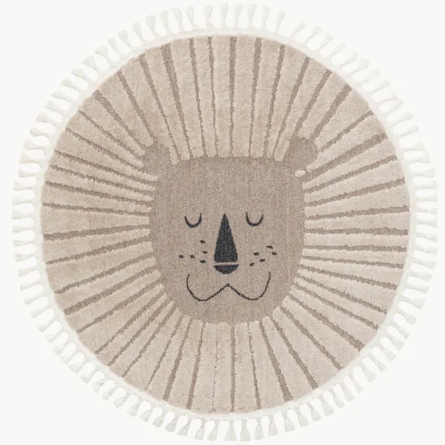 benuta Rond kindervloerkleed Momo met kwastjes en hoog-laag effect Beige
