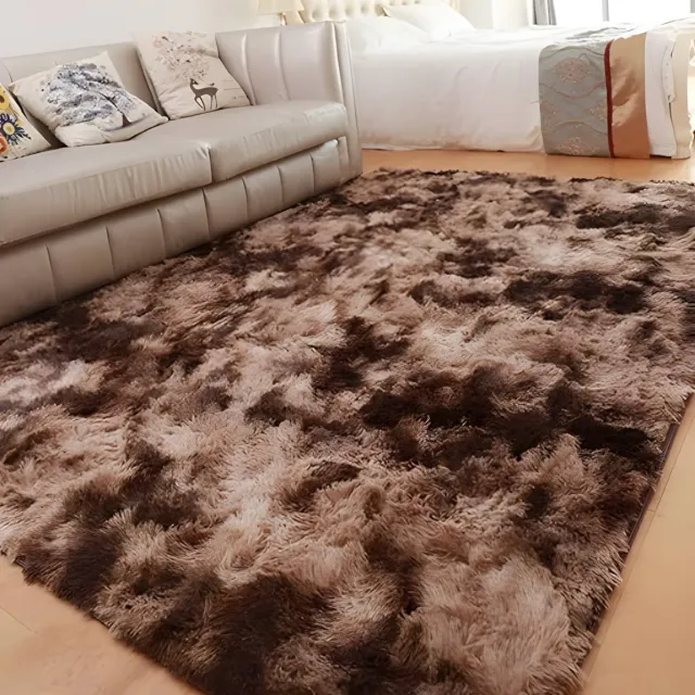 PolkaHome Vloerkleed Kinderkamer 120x160 - Tapijt Woonkamer & Tapijt Slaapkamer - Rechthoek Rug Carpet - Hoogpolig Zacht Fluffy - Antislip - Modern Cadeau Bruin