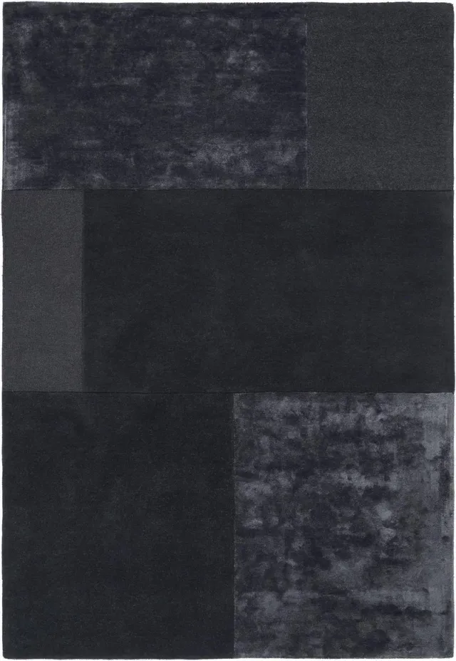 Eazy Living Easy Living - tate-tonal-textures-Rug-Charcoal Vloerkleed - 160x230 - Rechthoek - Laagpolig Tapijt - Modern - Antraciet, Zwart