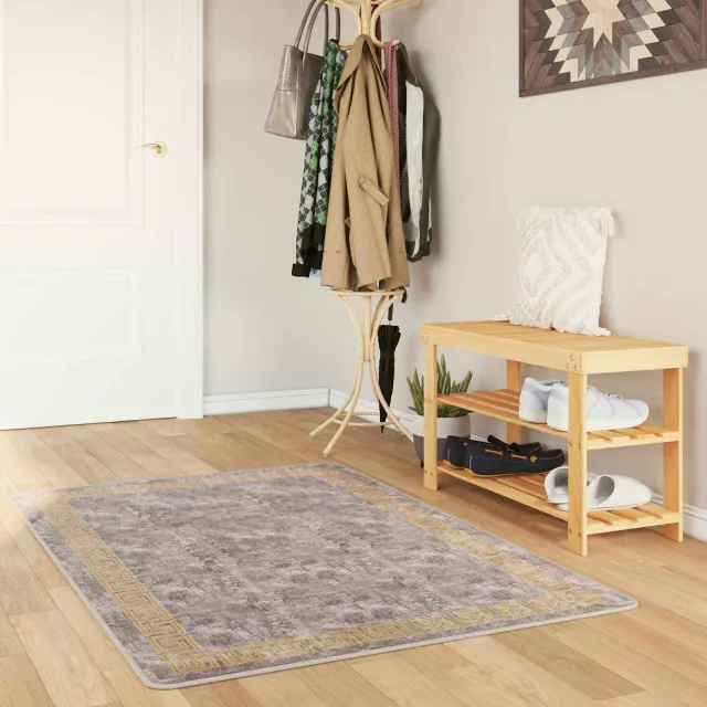 vidaXL Vloerkleedloper MARSA Grijs en Goud 80 x 100 cm, foto 2
