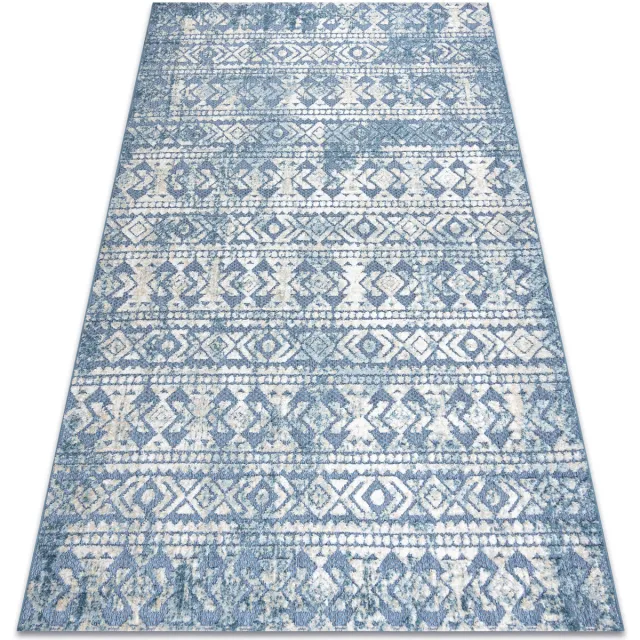 RUGSX Kleden Rugsx Tapijt Structureel SOLE D3732 Azteeks, diamanten P Blauw