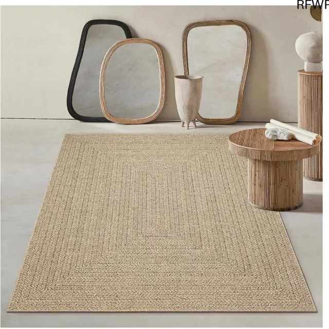 RFWR Weerbestendig tapijt voor binnen en buiten, natuurlijke jute-look, 60 x 90 cm Natuur-2