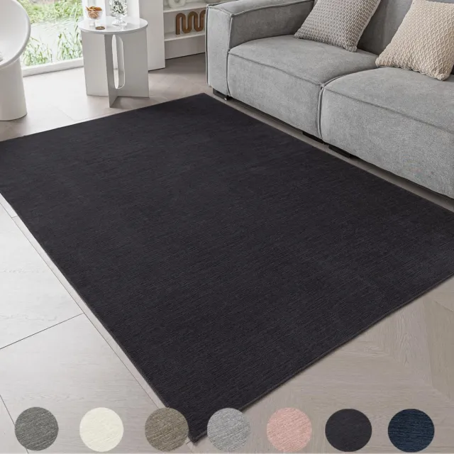 Ibenzoa Moderne Zwarte Laagpolige Tapijt voor Woonkamer en Slaapkamer, Wasbaar en Antislip, 80 x 150 cm