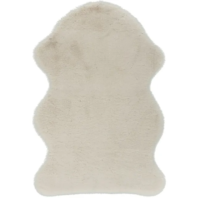 Padiro knus hoogpolig vloerkleed 60 x 90 cm - crème / offwhite - modern effen ontwerp - voor vloerverwarming - van polyester en suède beige