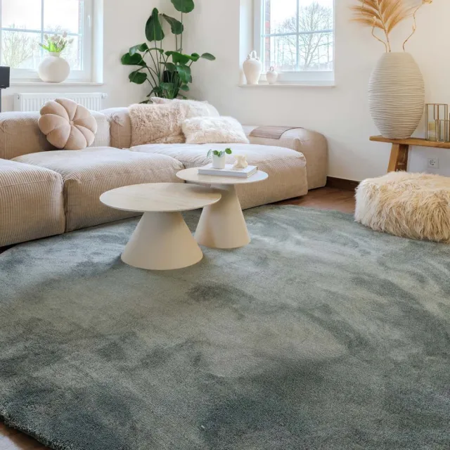 Tapeso Wasbaar vloerkleed rond - Clean Prestige groen 200