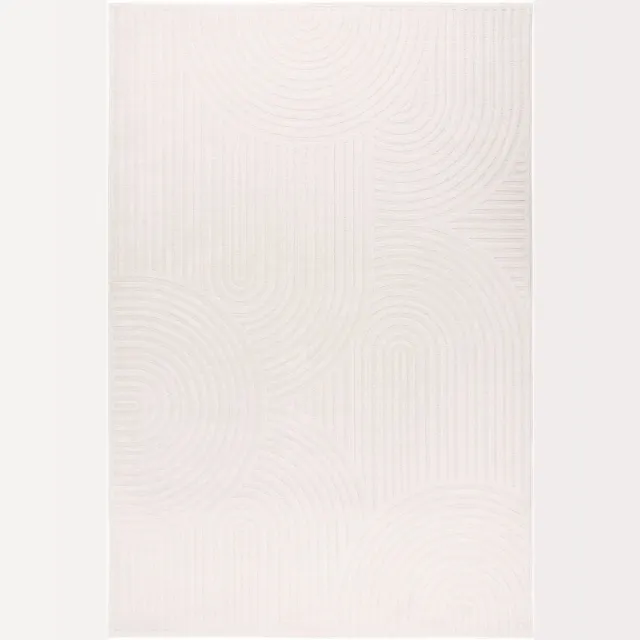 Padiro laagpolig vloerkleed met zachte uitstraling 200 x 290 cm - crème / offwhite - abstract Japandi ontwerp - voor vloerverwarming - van polyester en jute
