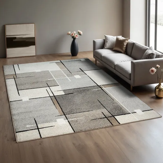 Mia´s Teppiche Mia’s Teppiche Modena – moderne korte pool woonkamer & slaapkamer vloerkleed, contour gesneden, beige contour, 120 x 160 cm