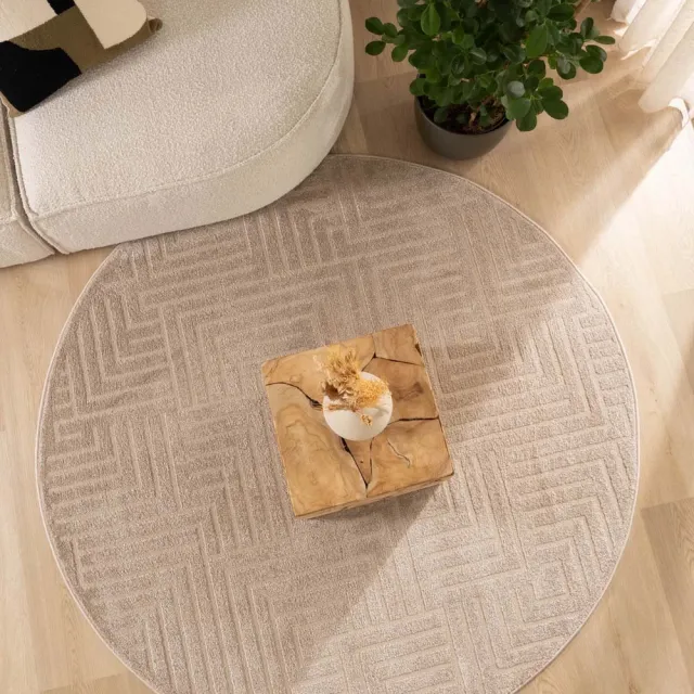 Nordic Weavers Rond vloerkleed Scandinavisch - Contour Gem beige 100