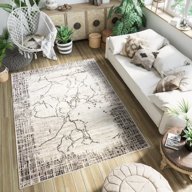 Tapiso Petra Vloerkleed Abstract Laagpolig Tapijt Creme 2