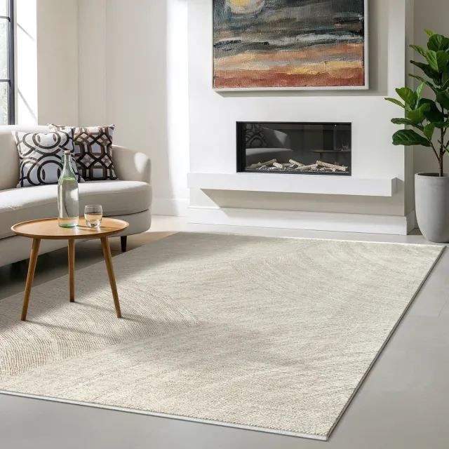 the carpet Nuvra Vloerkleed – Geometrisch Design – Zacht & Onderhoudsvriendelijk – Beige beige geometrisch